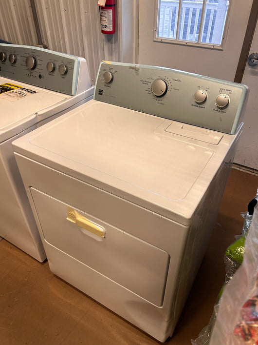 Kenmore Front Load Electric Dryer with Wrinkle Guard and 7.0 Cubic Ft. Total Capacity, White!  -Brand new never used but is dented from shipping, photos shown. (Front left edge is tape over to keep closed)