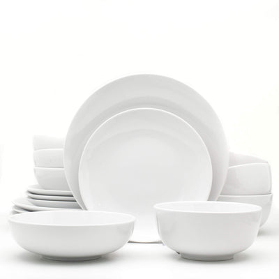 Euro Ceramica Essential Collection Porcelain Dinnerware and Serveware, 16 Piece Set, Service for 4, Classic White**New in box**