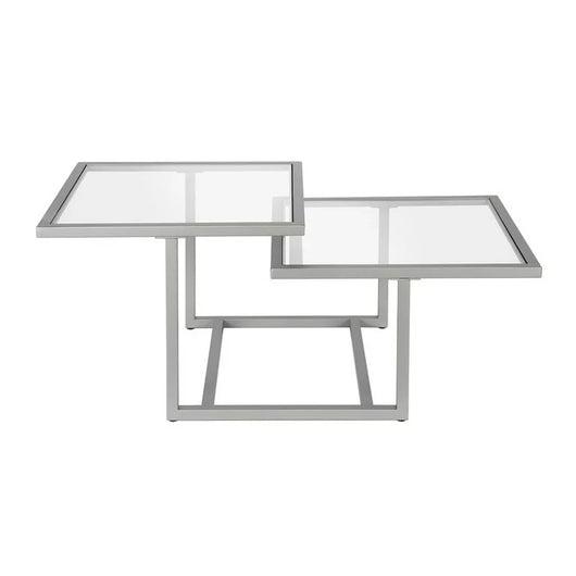 Evelyn&Zoe Contemporary Metal Two-Tier Coffee Table with Glass Top**New in box**