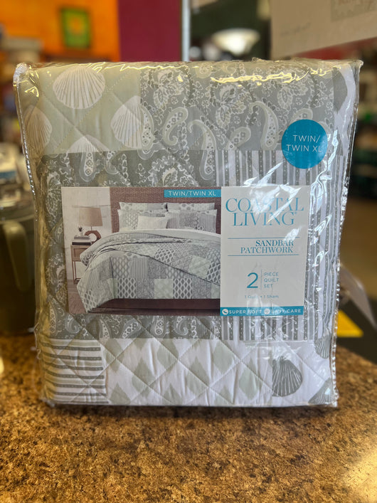 Coastal Living Bedspread Set, Twin-XL, Pale Green, 2 Piece- NEW IN BAG!!!
