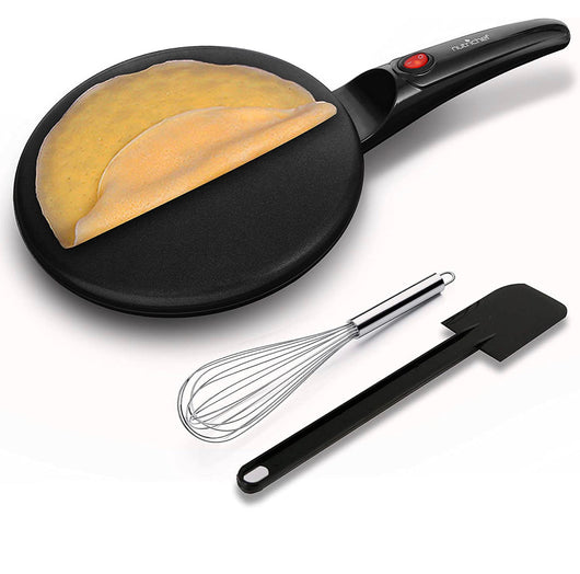 NutriChef Electric Griddle Crepe Maker - Pan Style Hot Plate Cooktop with ON/OFF Switch, Nonstick Coating, Automatic Temperature Control & Plug-in Operation for Kitchen & Countertop**New in Box**