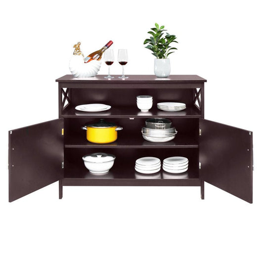 Ktaxon Kitchen Storage Sideboard Dining Buffet Server Cabinet Cupboard, Free Standing Storage Chest Cabinets and Shelf,Brown!  -Brand new in the box