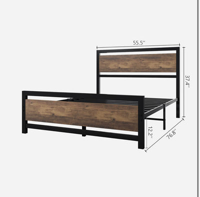 Full Size Bed Base With Headboard/Footboard matrimonial industrial metal platform bed base with resistant steel slats that supports the mattress base, double bed storage under the bed, no box spring - Full Size!  -Brand new in the box