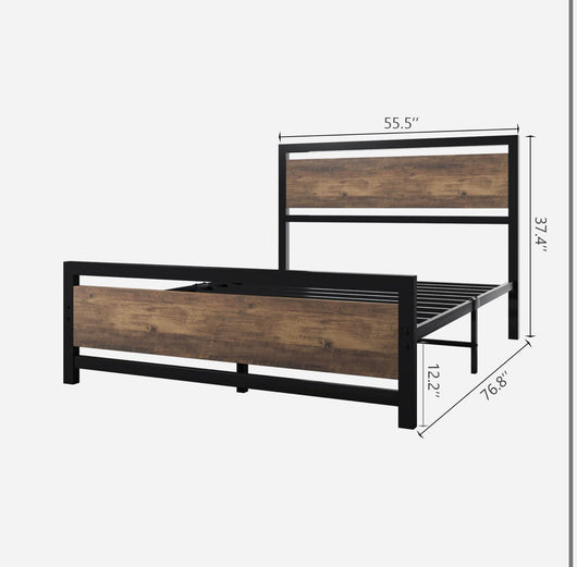 Full Size Bed Base With Headboard/Footboard matrimonial industrial metal platform bed base with resistant steel slats that supports the mattress base, double bed storage under the bed, no box spring - Full Size!  -Brand new in the box
