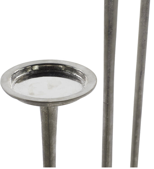 DecMode 27”,32”,40”H Aluminum Modern Candle Holder, Silver, 3 Pieces!! NEW OUT OF BOX!!