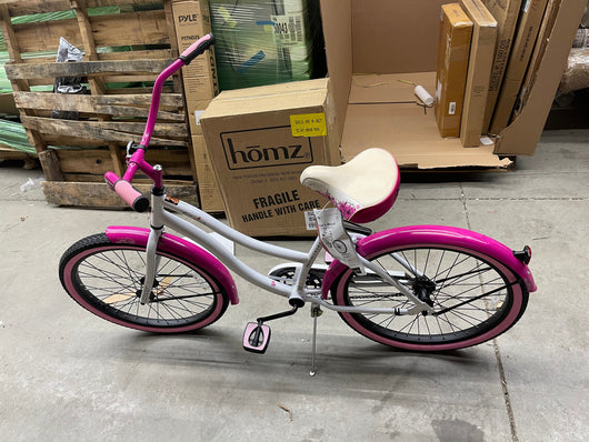 Fairmont Kids' Cruiser Bike, White, 24-inch- pink and white - new and assembled- scratch and dent