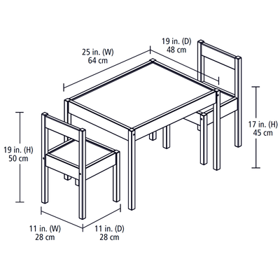 Your Zone 3-Piece Dry Erase Activity Table Play Set - Gray, 25" x 19" x 18"**New in box**