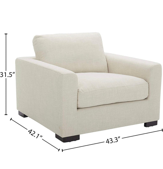 SET -  Stone & Beam Westview Extra-Deep Down-Filled Sofa Couch, 89"W, Cream and- Stone & Beam Westview Extra-Deep Down-Filled Accent Chair, 43.3"W, Cream NEW