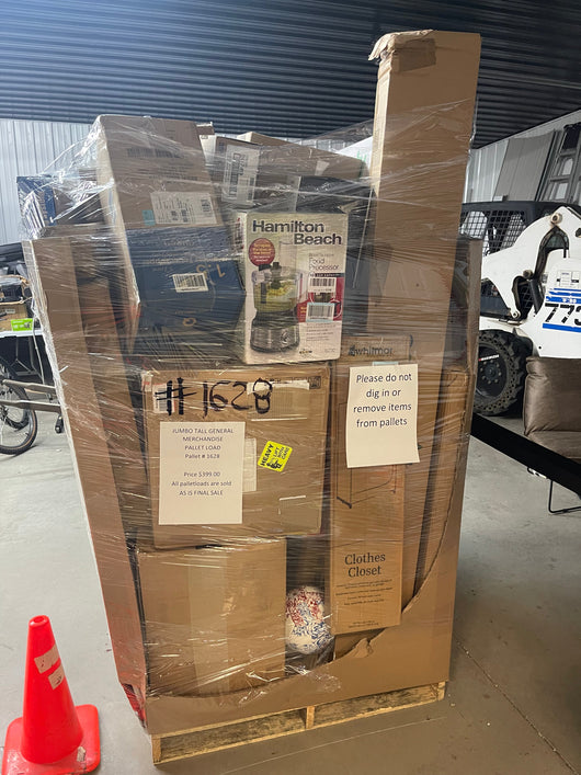 Jumbo huge liquidation pallet- over 7 ft tall ! Pallet number 1628