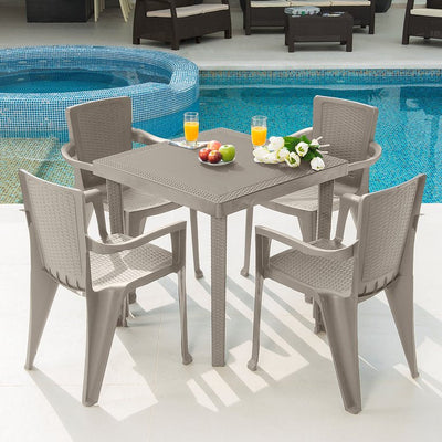 MQ Infinity PP Resin 5 - Piece Outdoor Patio Table and Chairs Set, Taupe**New in Box**