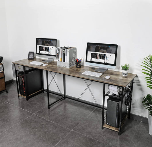X-cosrack 88.5inch L-Shaped Computer Desk with Storage Shelves Drawer, with Hooks & Storage Bag Cable Hole- NEW IN BOX!!!