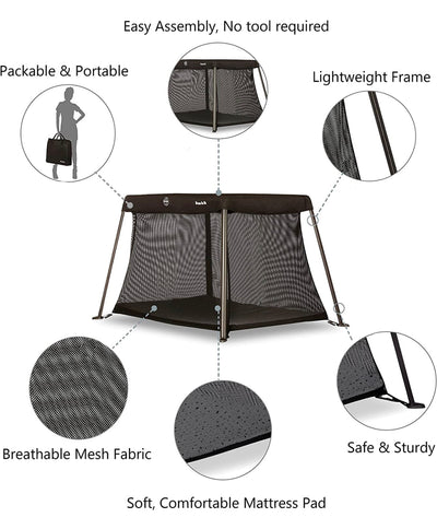Dream On Me Travel Light Playard, Black- NEW IN CARRY BAG!