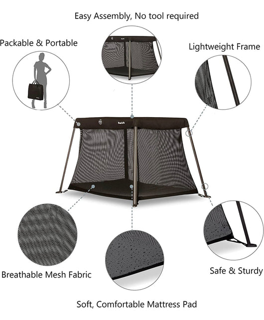 Dream On Me Travel Light Playard, Black- NEW IN CARRY BAG!