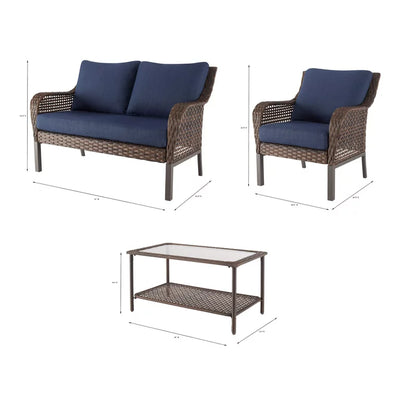 Mainstays Tuscany Ridge 4 Piece Conversation Set, Blue**New and assembled**
