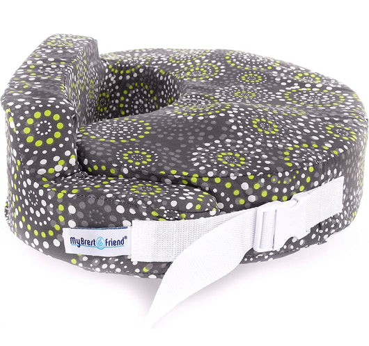 My Brest Friend Original Nursing Pillow for Breastfeeding, Nursing and Posture Support with Pocket and Removable Slipcover, Grey, Yellow Fireworks- NEW OUT OF BOX!!!!