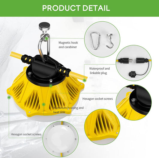 !!REDUCED!! Aluminum Housing Summstar LED Construction String Lights, 100ft 200W 20000lm String Work Light, Temporary Lights 3-Prong!! LIGHTLY USED, WORKS GREAT!!