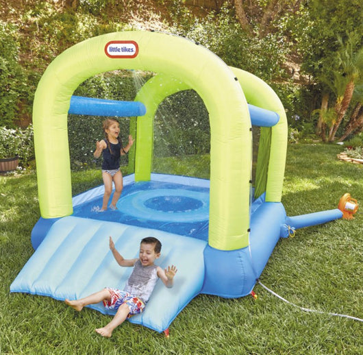 Little Tikes Splash n' Spray Outdoor Indoor 2-in-1 Inflatable Bounce House with Slide, Water Spray and Blower- NEW IN BOX!!!!