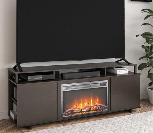 Ameriwood Home Mason Fireplace TV Stand for TV’s up to 65”, Espresso!! NEW IN BOX!!