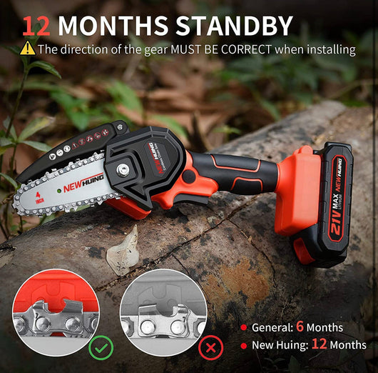 Mini Cordless Chainsaw Kit, Upgraded 4" One-Hand Handheld Electric Portable Chainsaw, 21V Rechargeable Battery Operated, for Tree Trimming and Branch Wood Cutting by New Huing!  -Brand new in the carry case