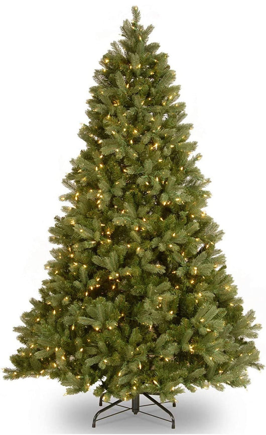 National Tree Company Pre-Lit 'Feel Real' Artificial Full Downswept Christmas Tree, Green, Douglas Fir, White Lights, Includes Stand, 6.5 feet- NEW IN BOX!!!!