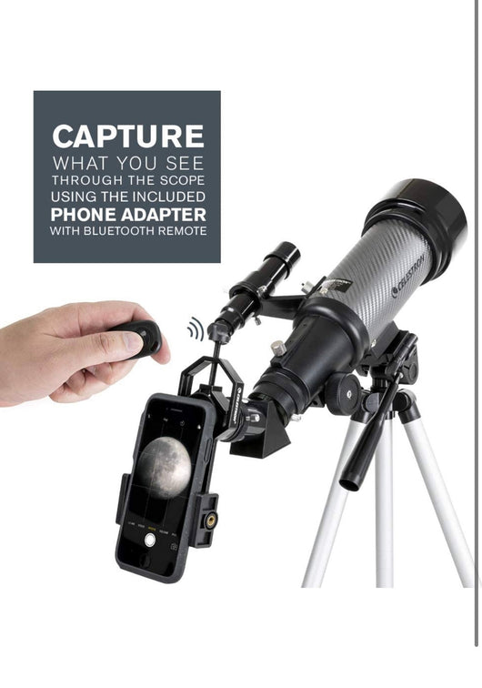 Celestron - 70mm Travel Scope DX - Portable Refractor Telescope - Fully-Coated Glass Optics - Ideal Telescope for Beginners - BONUS Astronomy Software Package - Digiscoping Smartphone Adapter**New in Box**