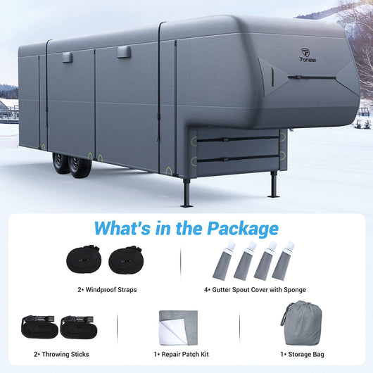 Fonzier 6 Layers Top 5th Wheel RV Cover Heavy Duty Camper Cover Motorhome Cover for 34'1''-37' Anti-UV, Rip-Stop, Breathable**New in box**