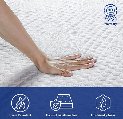 Olee Sleep 10 Inch Gel Infused Layer Top Memory Foam Mattress, King, Blue- NEW IN BOX!!!