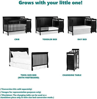 Dream On Me 5 In 1 Brody Convertible Crib With Changer In White, Greenguard Gold Certified, Comes With 1" Changing Pad, Non-Toxic Finish, Made Of Durable Pinewood- new in the box
