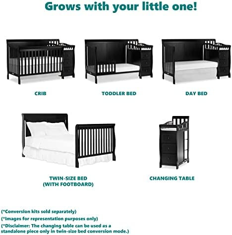 Dream On Me 5 In 1 Brody Convertible Crib With Changer In White, Greenguard Gold Certified, Comes With 1" Changing Pad, Non-Toxic Finish, Made Of Durable Pinewood- new in the box