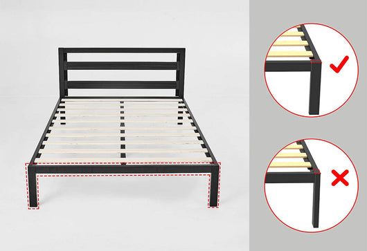 Amazon Basics Industrial Metal Bed Frame with Headboard and Wood Slats, 14 Inches High, Full, Black- NEW IN BOX!!!!