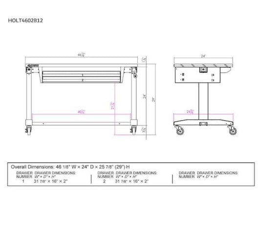 Husky 46 in. Adjustable Height Work Table with 2-Drawers in White!- NEW IN BOX!!!