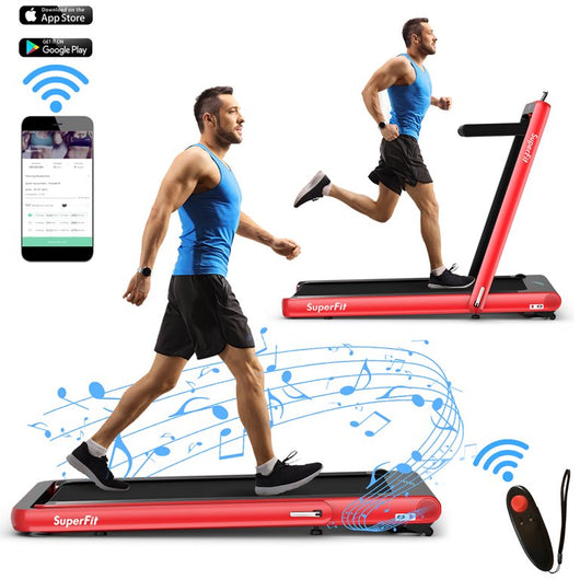 Superfit 2.25HP 2 in 1 Folding Under Desk Treadmill W/ Speaker Remote Control Red**New**