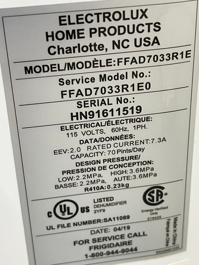 Slightly used Frigidaire 50 pint dehumidifier- manufactured in 2019- works great