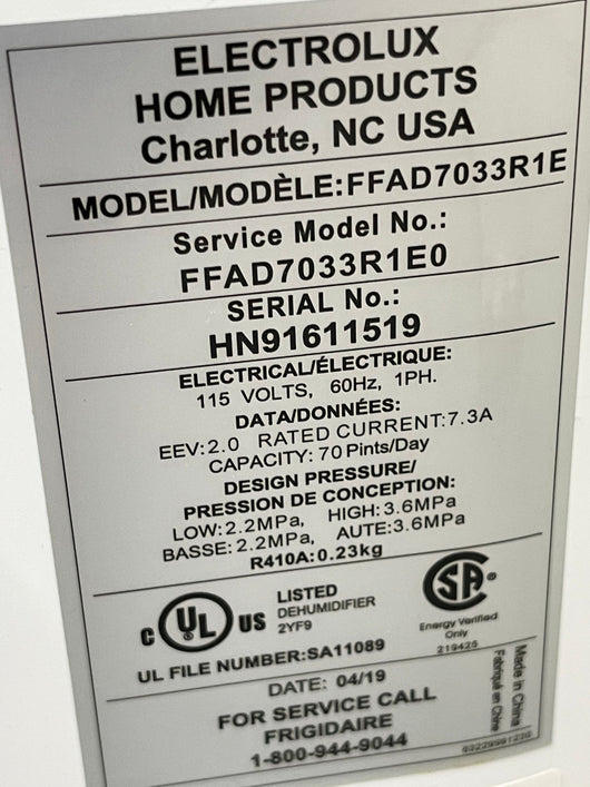 Slightly used Frigidaire 50 pint dehumidifier- manufactured in 2019- works great