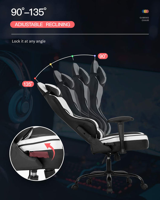 Best Office Gaming Chair Big and Tall Office Chair 400lbs Wide Seat Ergonomic Desk Chair Task Rolling Swivel Adjustable Racing Computer Chair with Lumbar Support Armrest Headrest for Home Office,White**New and assembled**