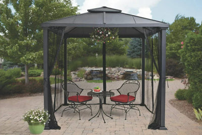 Better Homes & Gardens Sullivan Ridge 8' x 8' Steel Hard Top Gazebo with Netting, Black- NEW IN BOX!!!