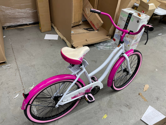 Fairmont Kids' Cruiser Bike, White, 24-inch- pink and white - new and assembled- scratch and dent