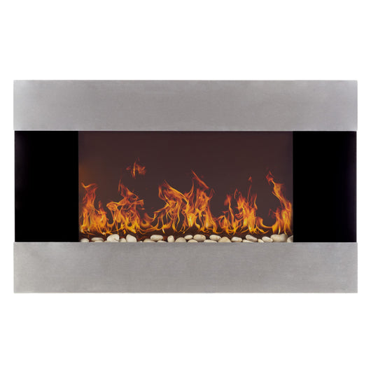 Wall-Mounted Electric Fireplace - Stainless Steel Fireplace Decor for The Living Room or Bedroom with 2 Heat Settings and Remote Control by Northwest**New in box**