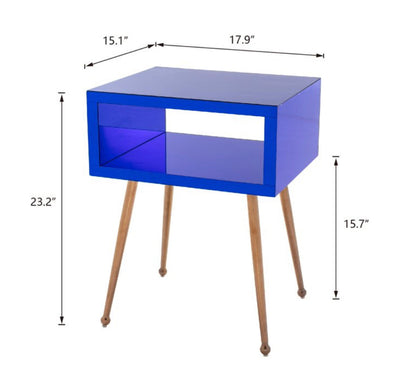 Anysun Mirrored End Table, Blue- NEW AND ASSEMBLED!!! (Minor scratches from shipping, protective plastic is still on)