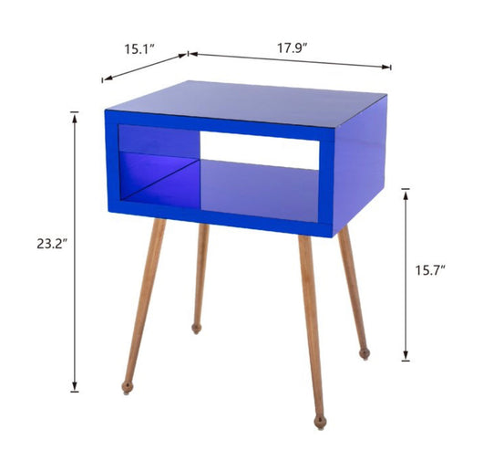 Anysun Mirrored End Table, Blue- NEW AND ASSEMBLED!!! (Minor scratches from shipping, protective plastic is still on)