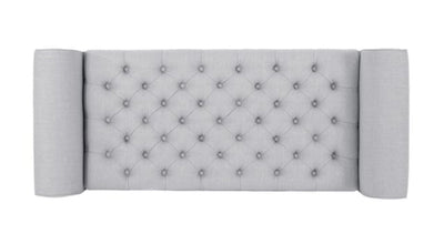 Noble House Light Gray Tufted Fabric Armed Storage Bench- NEW AND ASSEMBLED!!!!