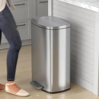 SoftStep 13.2 Gal. Stainless Steel Step Trash Can with Inner Bucket for Office and Kitchen- NEW OUT OF BOX!!! (Slight dents)