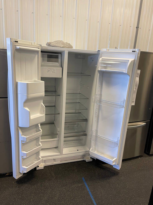 Whirlpool  24.5-cu ft Side-By-Side Refrigerator with Ice and Water Dispenser and Can Caddy - White- new - scratch and dent unit