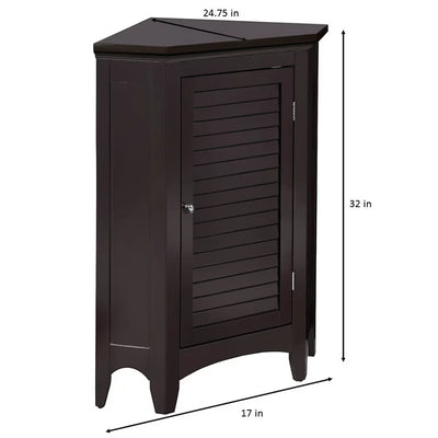 Teamson Home Glancy Wooden Corner Floor Cabinet with Shutter Door, Dark Brown**New in box**