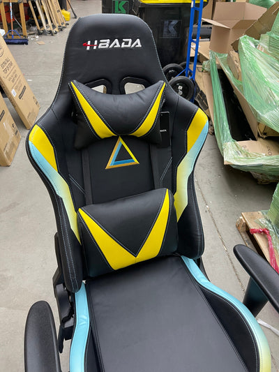 Hbada Gaming Chair Racing Style Ergonomic High Back Computer Chair with Height Adjustment, Headrest and Lumbar Support E-Sports Swivel Chair- new and assembled
