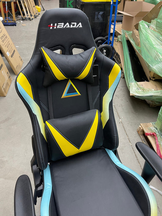 Hbada Gaming Chair Racing Style Ergonomic High Back Computer Chair with Height Adjustment, Headrest and Lumbar Support E-Sports Swivel Chair- new and assembled