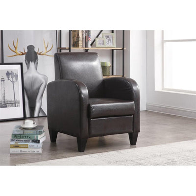 Leonel Signature PU accent chair with solid wood legs and frames, Brown color- NEW AND ASSEMBLED!!!