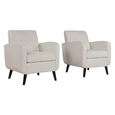 Handy Living Keavy Mid-Century Modern in Off-White Alabaster Herringbone Arm Chairs (Set of 2)**New**