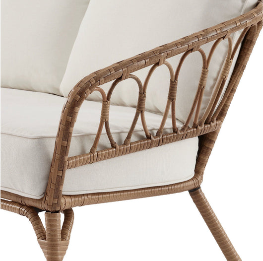 Better Homes & Gardens Willow Sage All-Weather Wicker Outdoor Loveseat and Ottoman Set, Beige!! NEW AND ASSEMBLED!!