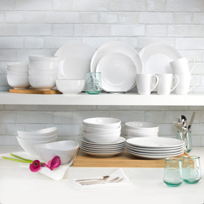 Euro Ceramica Essential Collection Porcelain Dinnerware and Serveware, 16 Piece Set, Service for 4, Classic White**New in box**